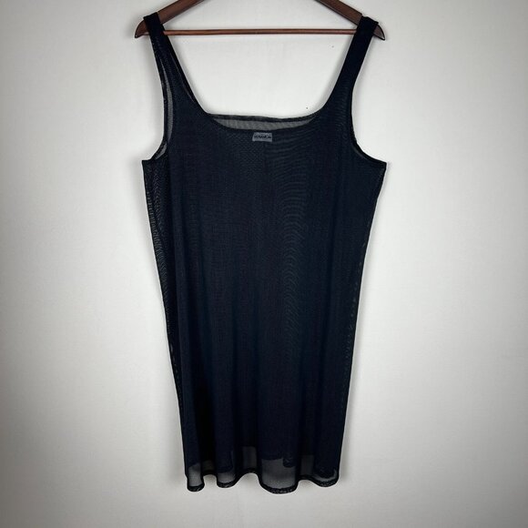 La Blanca Swim Coverup Womens Large Black Mesh Netting Sleeveless Mini Sheer L - Picture 4 of 8